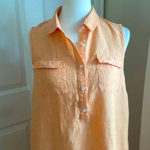 J. McLaughlin - Linen Sleeveless Shirtdress - Orange - Size M - Picture 2 of 6